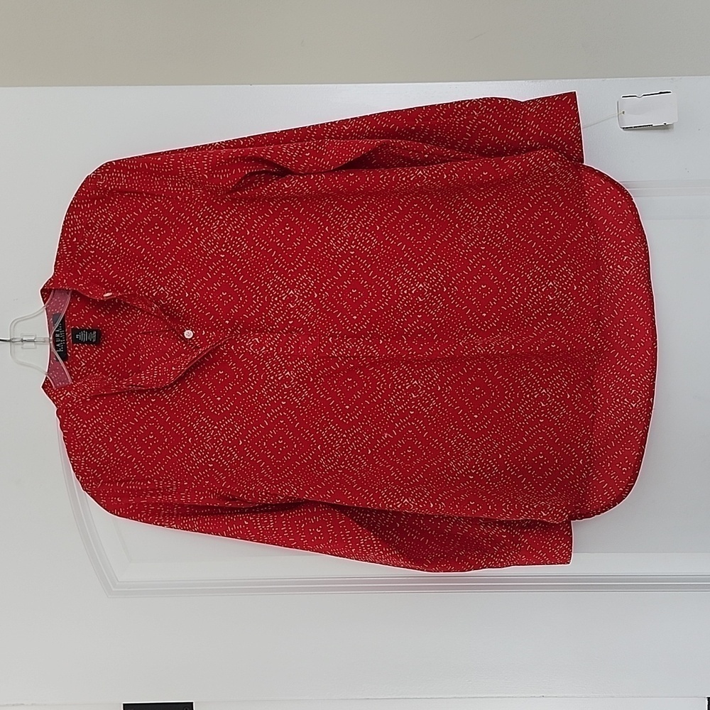 Ralph Lauren Red & Cream Blouse Size Petite Small - Picture 2 of 12